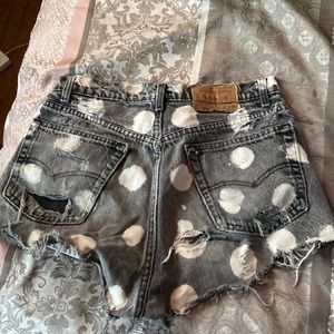 Levi denim high waisted booty shorts with polka dots